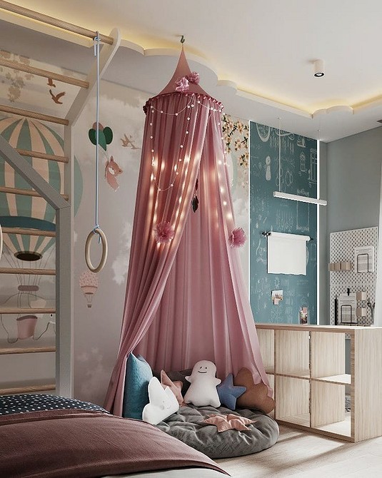 Детская комната для девочки - особенности стилевых решений. Планировка пространства, подбор материалов и цветов отделки, расстановка мебели и освещения