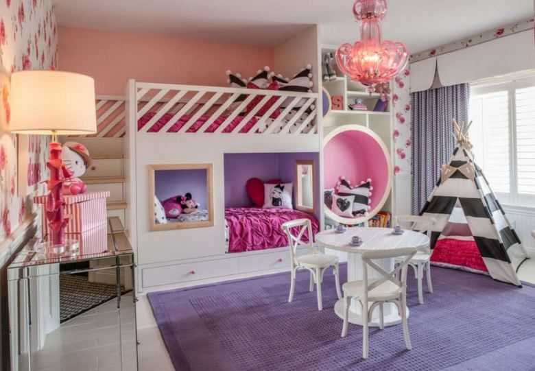 Детская комната для девочки - особенности стилевых решений. Планировка пространства, подбор материалов и цветов отделки, расстановка мебели и освещения