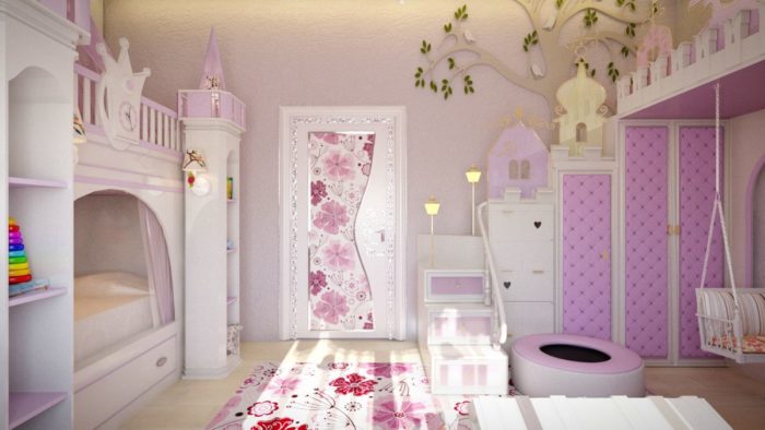 Детская комната для девочки - особенности стилевых решений. Планировка пространства, подбор материалов и цветов отделки, расстановка мебели и освещения